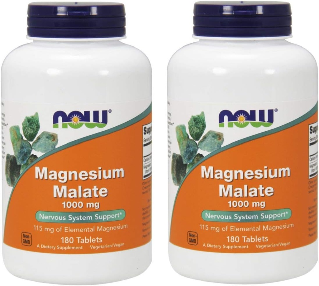 NOW Magnesium Malate 1000mg, 180 Tablet (Paket 2)