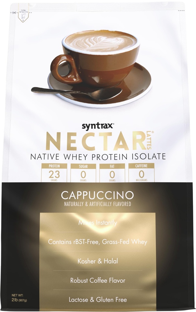 Syntrax Nektar Nektar Lattes, 100% Whey Protein Isolate Powder, Cappuccino, 2 pon
