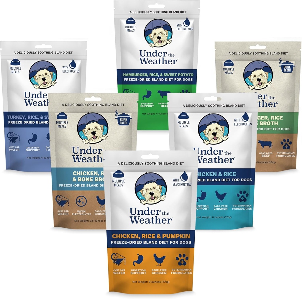 Di bawah Weather Bland Diet untuk Dogs 144; Mudah Digest untuk Anjing Meat 124; Selalu Bersiap-siaplah-124; Berisi Elektrolit - Semua Pembekuan Alam Mengeri 100% Tingkat Manusia Memat 124; 6 Kemasan - 6oz