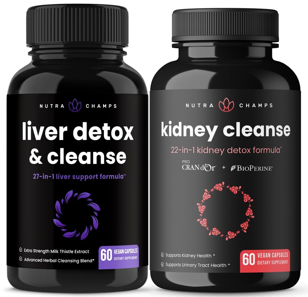 NutraChamps Liver Cleanse Capsules dan Kidney Cleanse Capsules 2 Pack Bundle