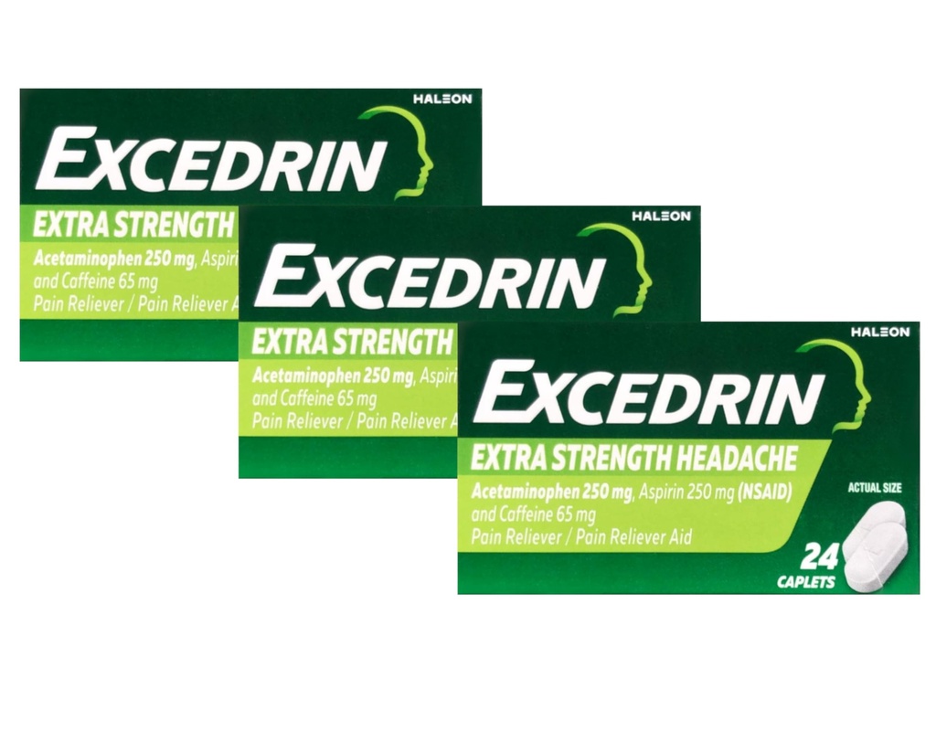 Excedrin Ekstra Kekuatan - 24 Caplets, Paket 3