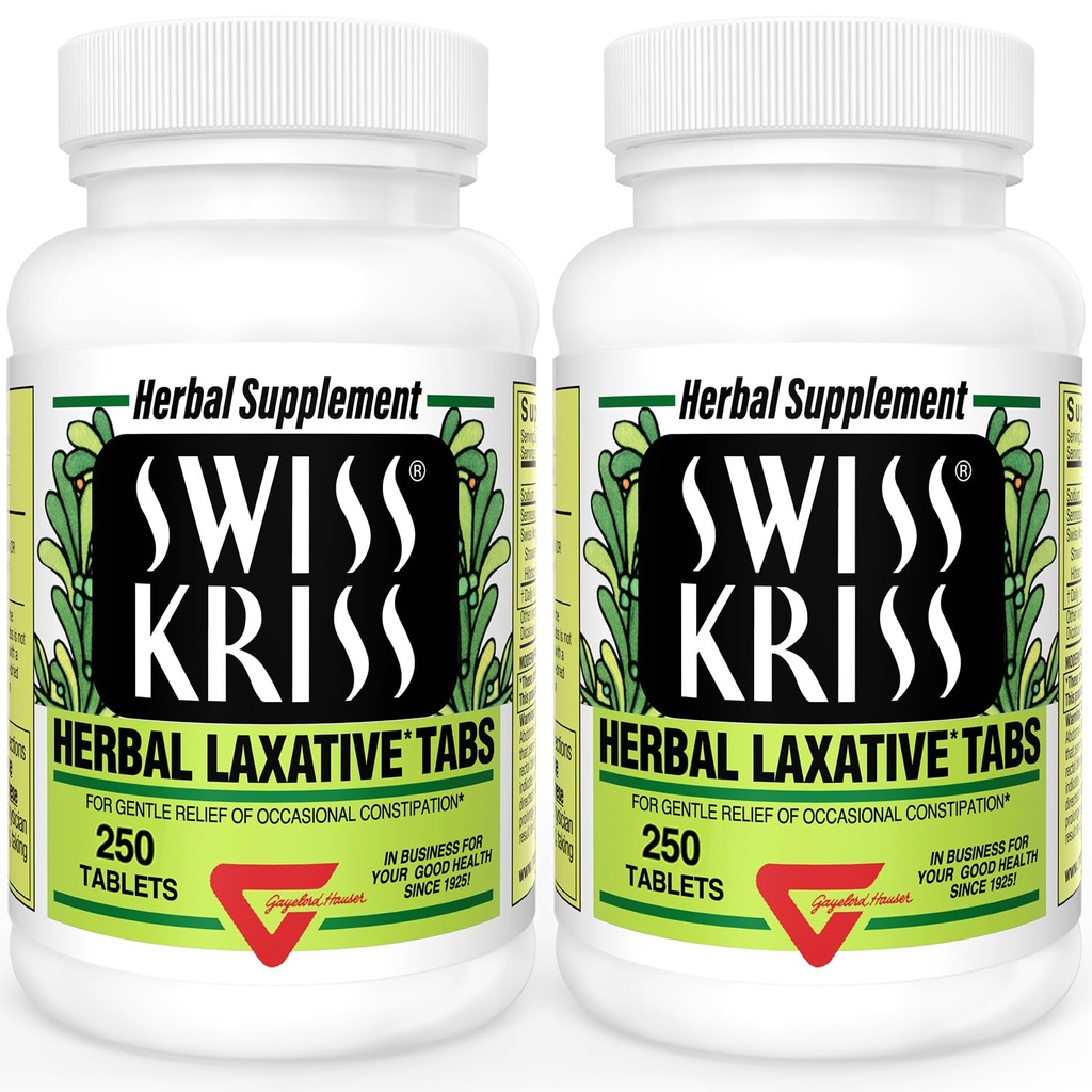 Swiss Kriss Herbal Laxative Tablet, Natural Laxatives for Constipation Relief, Senna Laxative, 250 tablet, (Paket 2)