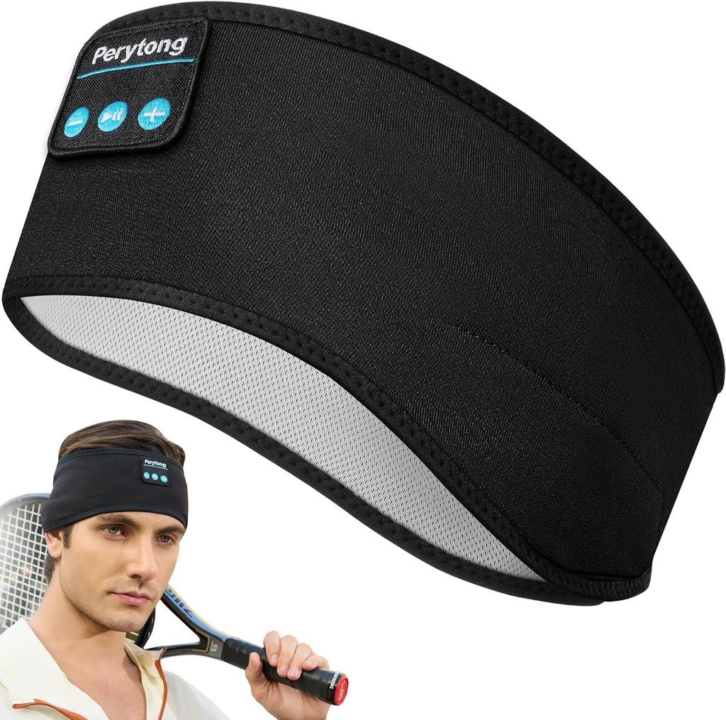 Perytong Sleep Headphones Wireless, Bluetooth Sports Headband with Ultra- Tin HD Speakers, Unisex, Perfect for Sleeping, Workout, Jogging, Yoga, Insomnia, Air Travel, Meditation