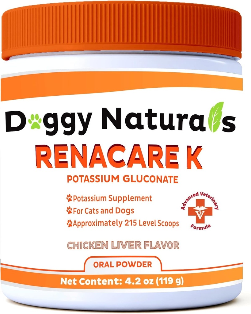 RenaCare K adalah untuk Renal K (Potasium Gluconate) Potasium Paduk untuk Dogs and Cats, (4 oz) dengan Chicken Liver Flavor - 215 Level Scoop (Dibuat adalah U.S.A)