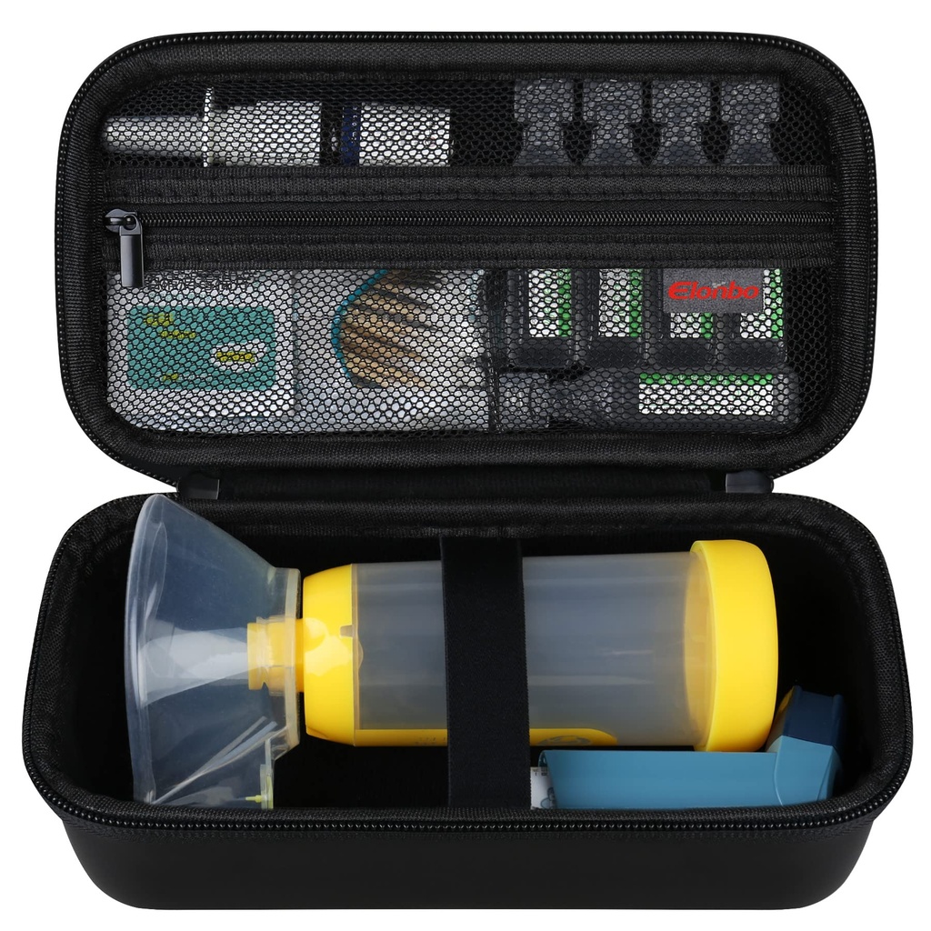 Kasus Elonbo Carrying untuk Astma Inhaler, Inhaler Spacer untuk Anak-anak dan Dewasa, Masks, Inhaler Holder Astma Travel Organize, Pocket Fits Allergy Meds, Ventollin Inhaler, Black (Kasus Hanya)