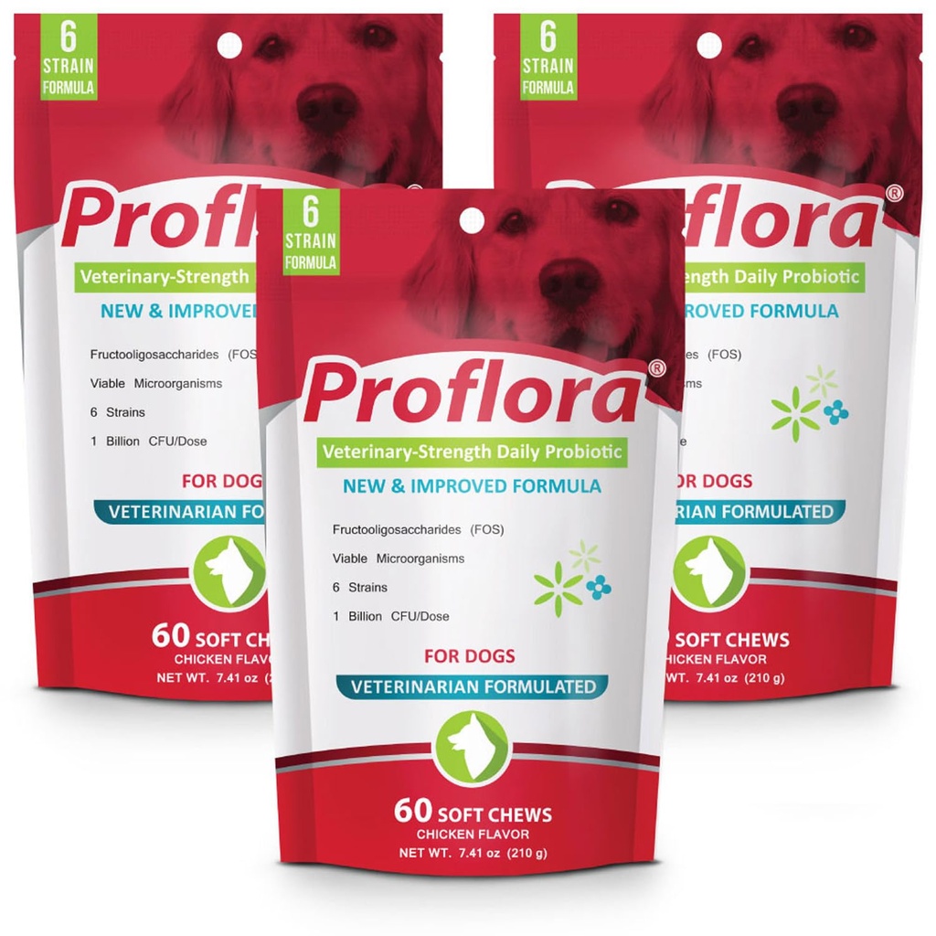 Proflora Probiotic Soft Chews for Dogs - Veterinary- Power Daily Probiotic - Distraffic Health - Boost Ammune System - Skin and Coat Health - 180 Soft Chews