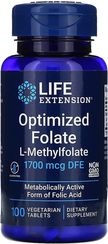 Ekstensi Hidup Teroptimasi Mengalir L- Methylfolat 1000 mcg tablet Vegetarian 2 Pack