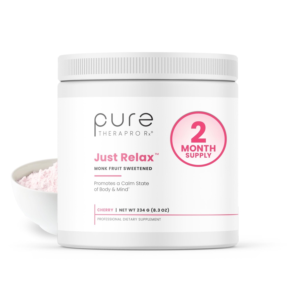 murni Therapro Rx Just Relax Cherry - 60 Servings = 124; Support Relaxed Mood & Healthy Blood Pressure 124; Myo-inositol, Di-Magnesium Malate, GABA, Taurine, & L- Theanine