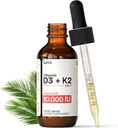 lumi Vitamin D3 K2 MK7 w Palm MCT Oil - 10000 IU D3, 200 mcg K2 MK7-60ml Lipocation Abligration Drops - Non- GMO, Vegan, Unflashored - 2 Fl Oz