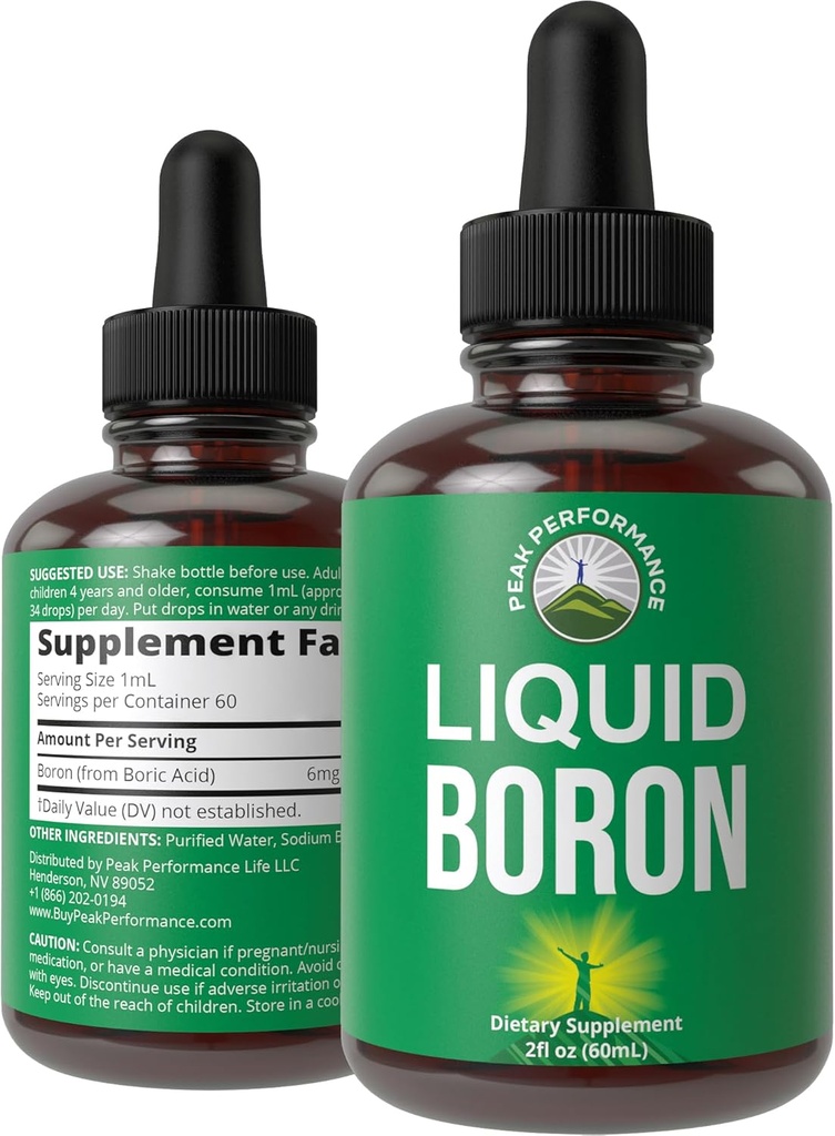 Cair Boron Tambahan untuk Pria dan Wanita. Pertambangan di Amerika Serikat. Vegan + Ionic Trace Mineral Drops with High Bioavability for Bone, Joint Health. Zero Sugar, No Bitter Taste. Suplemen Kompleks Boron