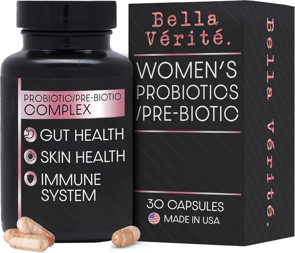 Bella Vérité. Probiotic & Prebiotic Complex - Dukung Digetical & Gut Kesehatan Wanita - 3.45 Miliar CFU Lacvouillus Provinsi Clearer Skin - Suplemen Probiotik Harian (30 kapsules Vegetarian)