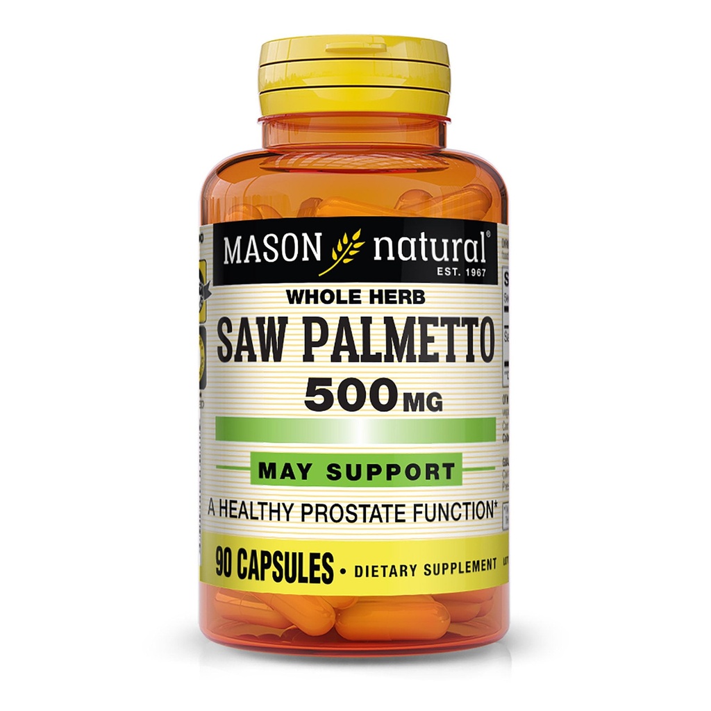 MASON NATURAL Saw Palmetto 500 mg, Support Prostate Health & Urinary Fungsi, 90 Capsules