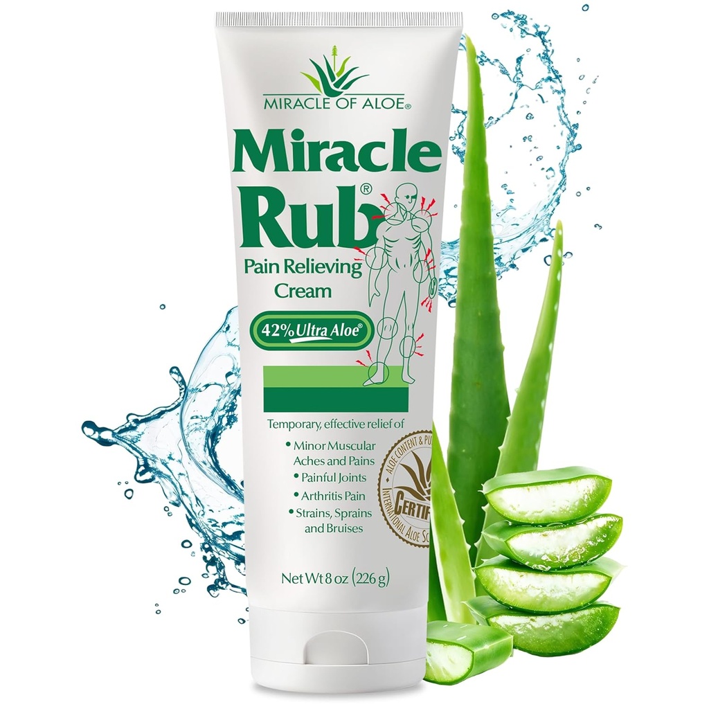 Keajaiban Aloe Miracle Jewel Relieving Cream 8 oz, Fast & Efektif Relief for Arthritis, Muscle, and Joint Pain - Maximum Power UltraAloe Formula, Topical Anallosic