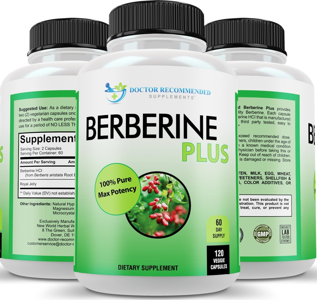 DOKTER DIPERINTAH SUPPLEMENTS Berberine Plus 1200mg Per Serving - 120 Veggie Capsules dengan Royal Jelly
