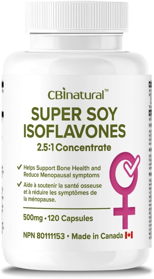 Soy Isoflavones 2.5: 1 Extract 500mg (1250 mg Equivalen), Sumur Wanita Pendukung, 120 Vegan Capsules, Persediaan 4 Bulan, Non-GMO, Gluten Bebas