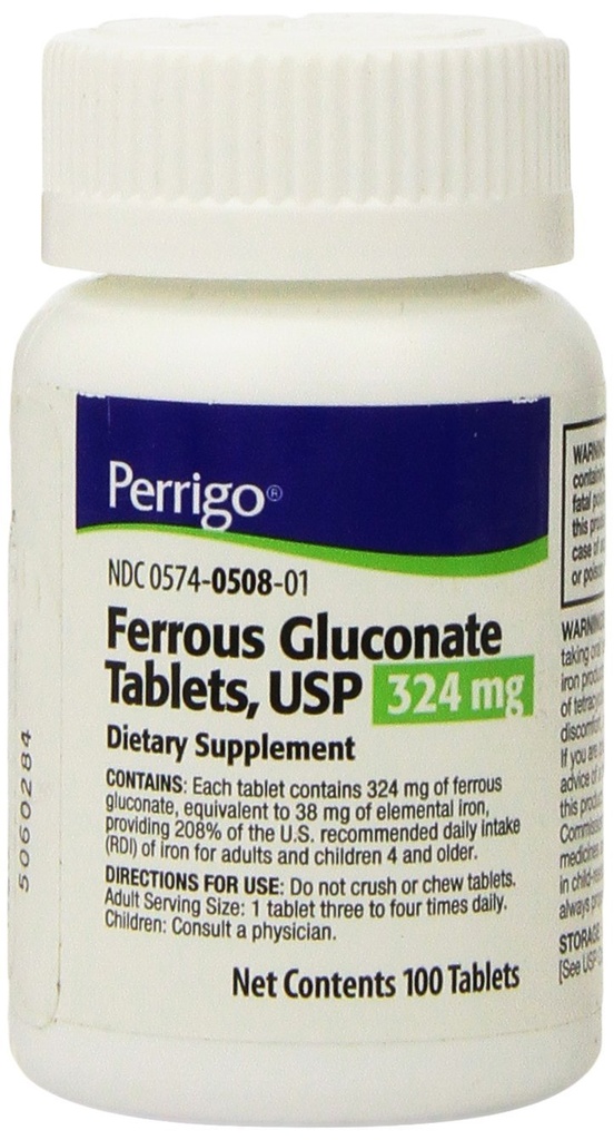 Tablet Gluconate Ferrous, 324mg, 100 Cacah