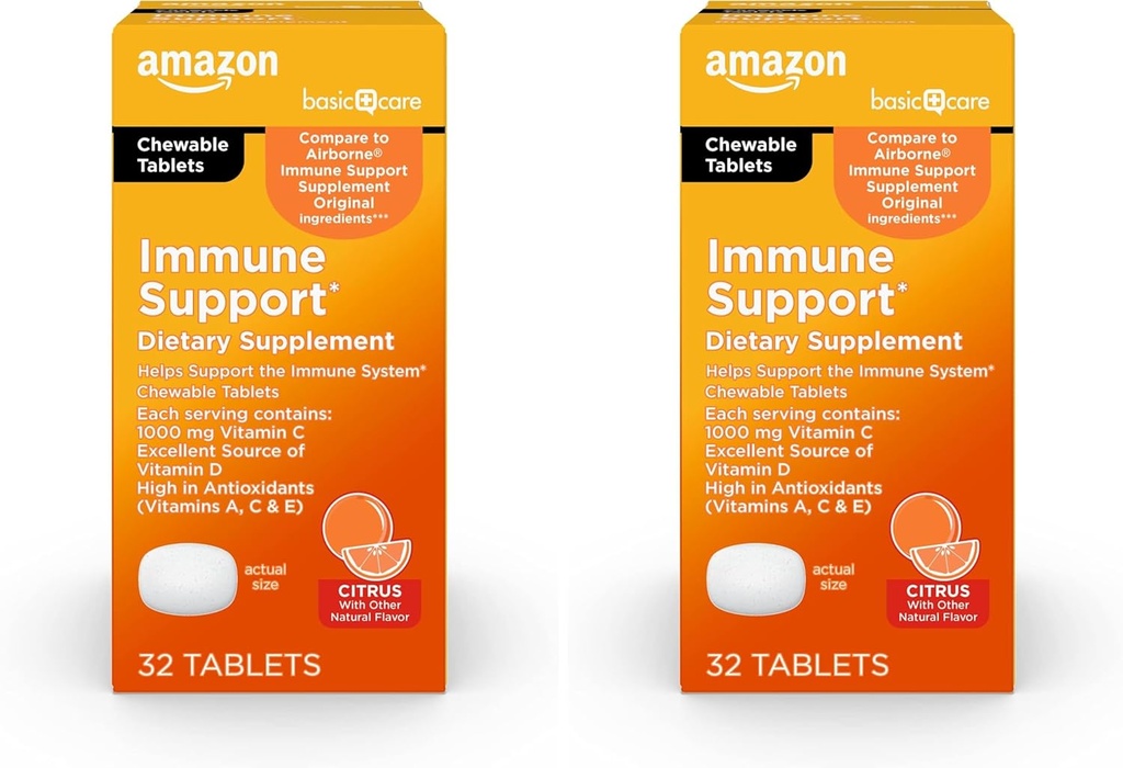 Dukungan Imune Perawatan Dasar Citrus Chew Tablet, 32 Cacah (Paket 2)