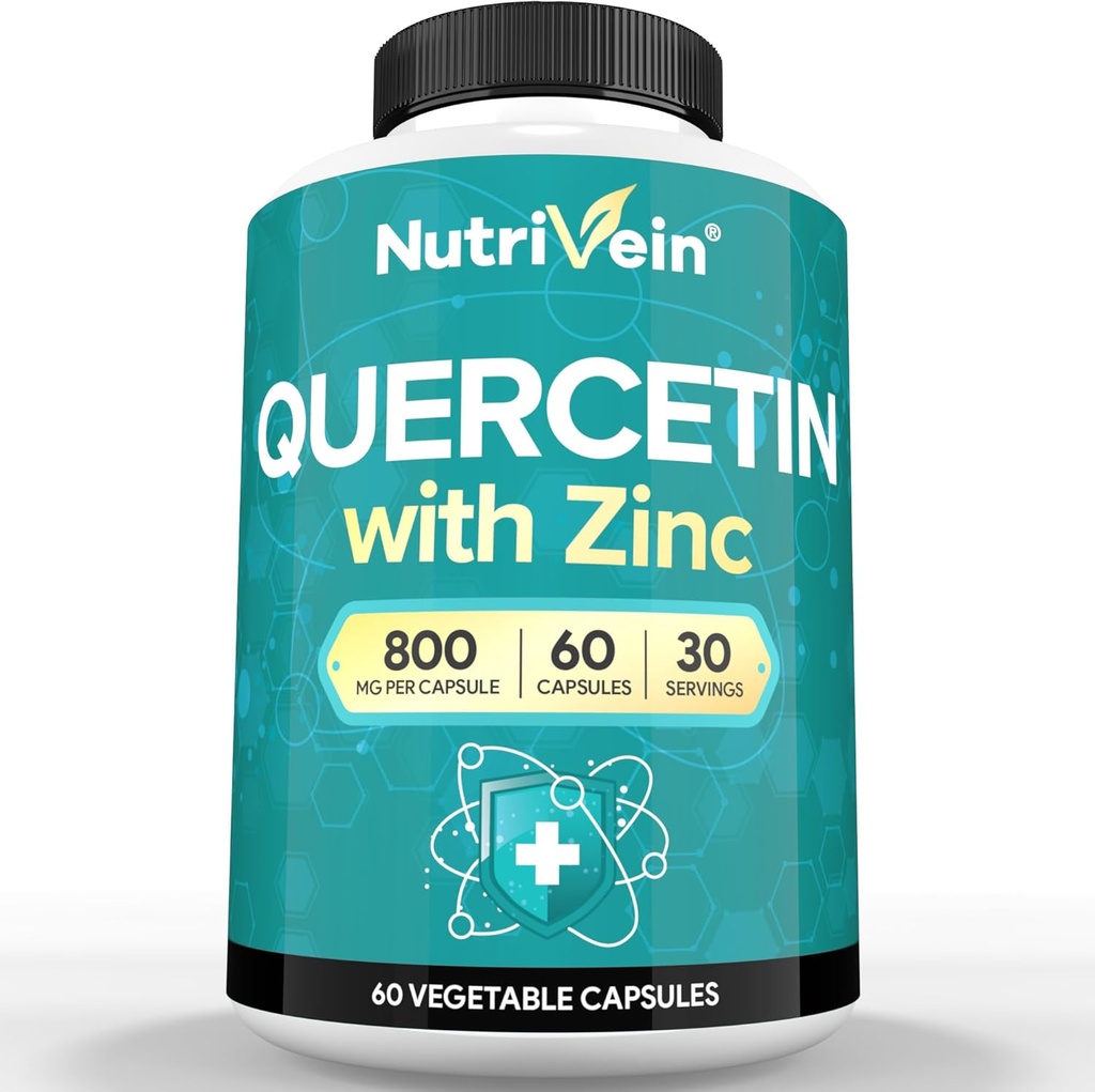 Nutrivein Zinc Quercetin Combined Suplement - Enhanced- Absorpsi Quercetin dengan Zinc for Respiratory, Cardio, Imune, & Full-Body Support - Maximum Bioavability