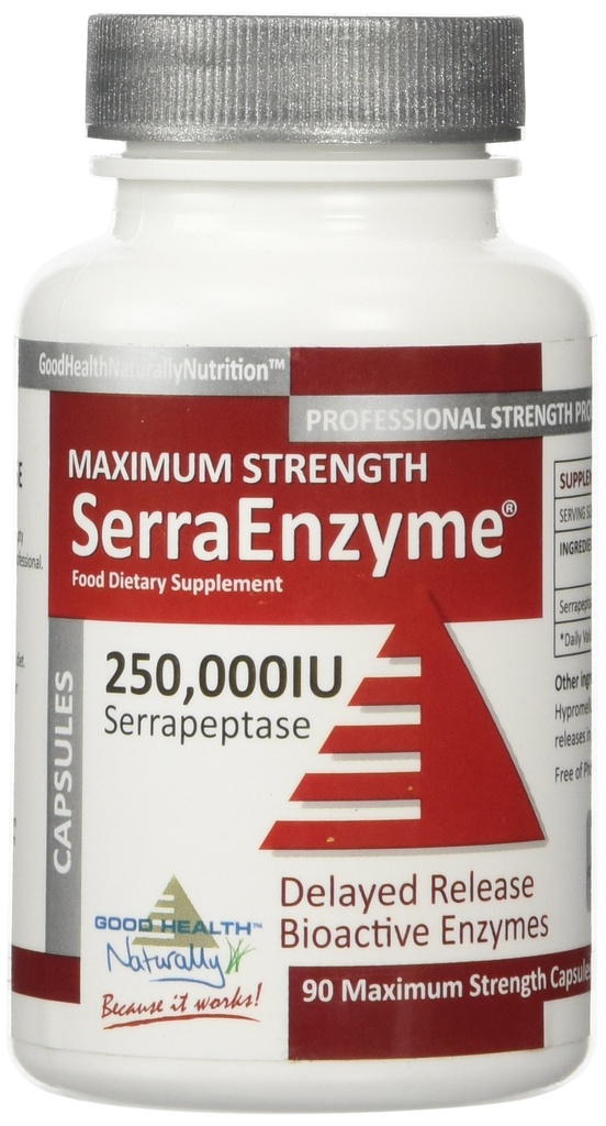 Suplemen Serra Enzyme Serrapeptase - Hapus Lungs dan Sinuses, Protolytic, Digetical Cleanse 124; 250.000 IU - Maksimum Kekuatan 124; 90 Capsules