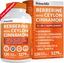 21-in- 1 Berberine Tambahan dengan Ceylon Cinnamon - Berberine 1500 mg dengan Chromium, Bitter Melon dan Green Tea Extract - Berberine 5X untuk Weight Management & Metabolisme Dukungan dengan 5279 mg (120)