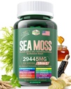Sea Moss 12000mg Black Seed Oil 6000mg Ashwagandha 3000mg Turmeric 1000mg Bladdercrack 2000mg Burdock 3000mg & Vitamin C & D3 dengan Elderberry Manuka Dandelion Yellow Iodine Chlorophill ACV