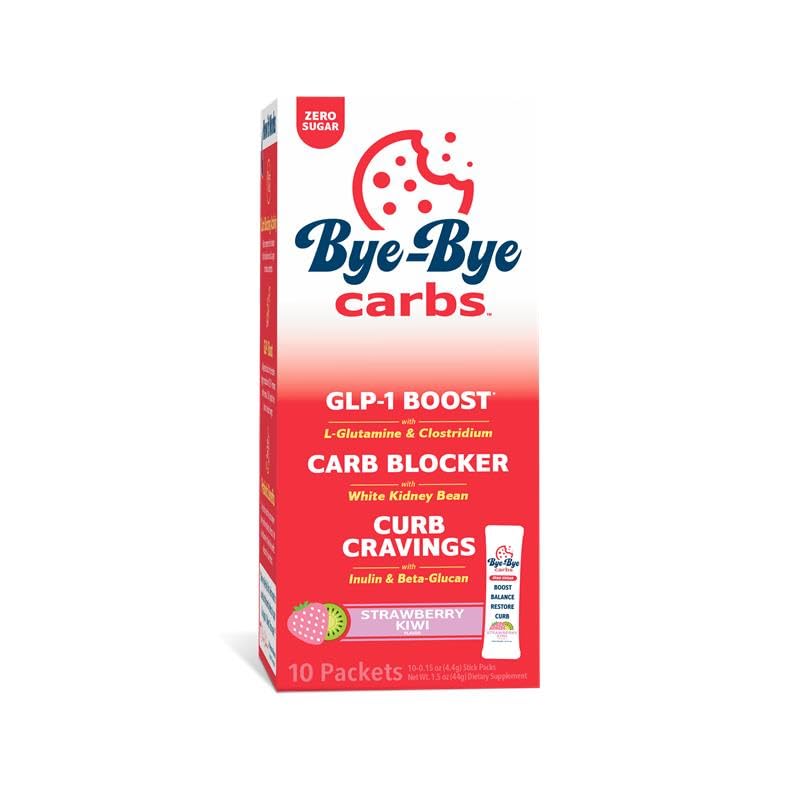 ByeBye Carbs - Carb Blocking Drink Mix - Fight Crauges, Feel Full Longer, & Duffic Sugar- Free & Keto Friend- Strawberry Kiwi