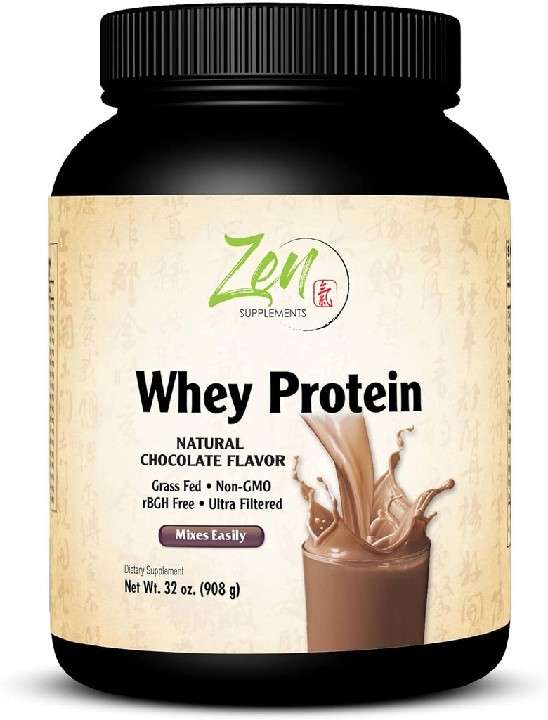 Suplemen Zen - Organik Grass Fed Protein 19g Per Serving Keto Friendly - Chocolate 32 Oz- Powder