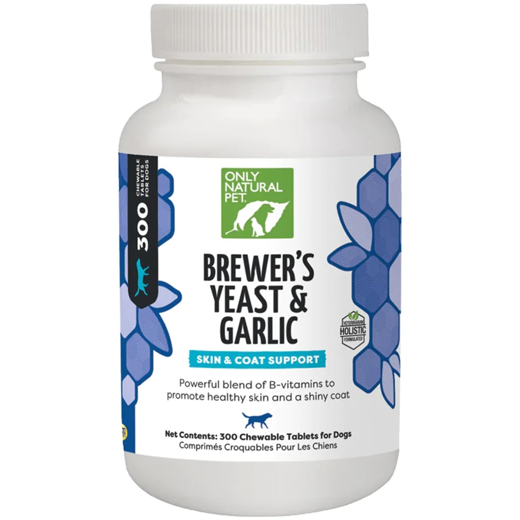 Hanya Yeast & Garlic Chewables Natural Flea & Tick Prevention for Dogs - Dibutakan dengan B Vitamin - Promotes Healthy Skin & Coat - 300 Count Tablet