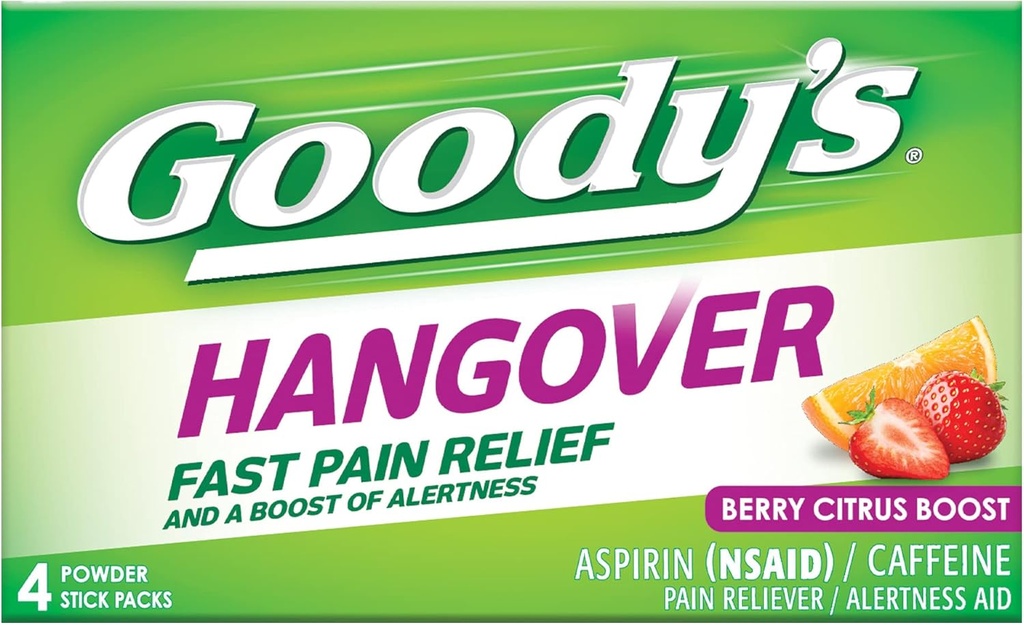 Goody 's Hangover Powders, Fast Pain Relief & Boost of Alertice Berry Citrus, 4 ct (Paket 1)