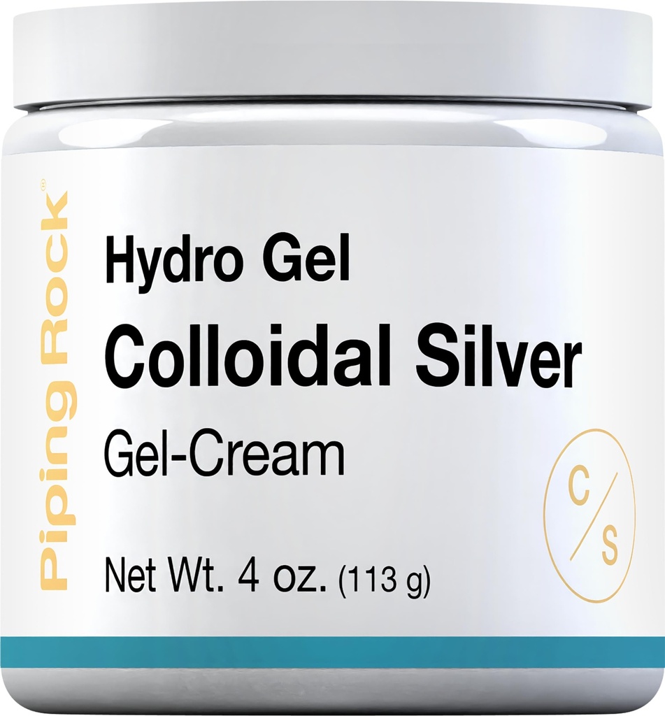 Piping Rock Colloidal Silver Cream 124; 4 oz 124; untuk Skin 124; Hydro Gel Cream 124; Non GMO, Gluten Free