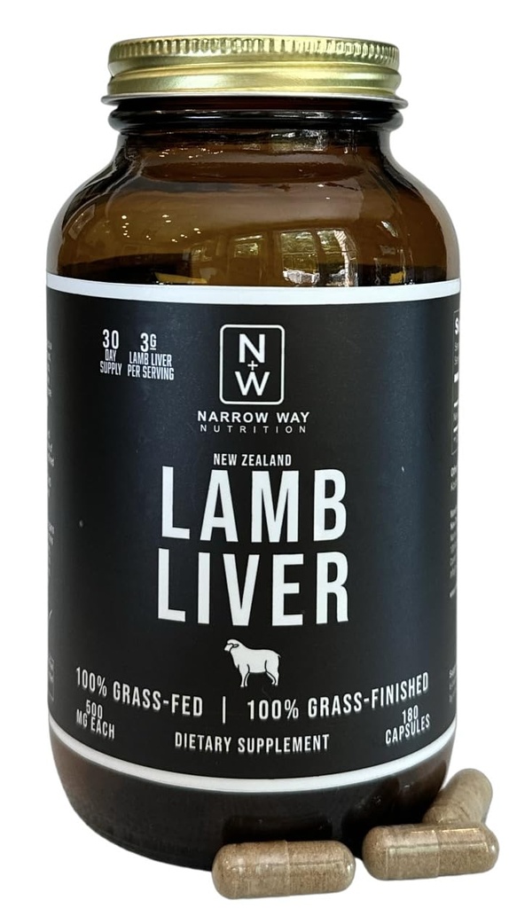 Lamb Liver Regenerative Dibesarkan di Selandia Baru (180 Kapsul), 100% Grass- Fed & 100% Grass- Selesai, 30 Hari Supply at 6 Capsules Daily (Kosher Bovine Gelsules Capsules)