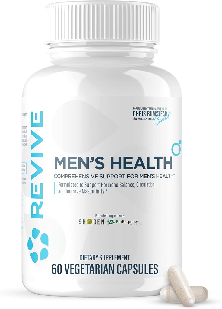 Revive MD DIM Supplement for Men - Supports Hormone Keseimbangan, Seksual & Prostat Healthy Testosteron & Estrogen Levels with Ashwagandha & Green Tea (60 Vegetarian Capsules, 30 Pelayan)