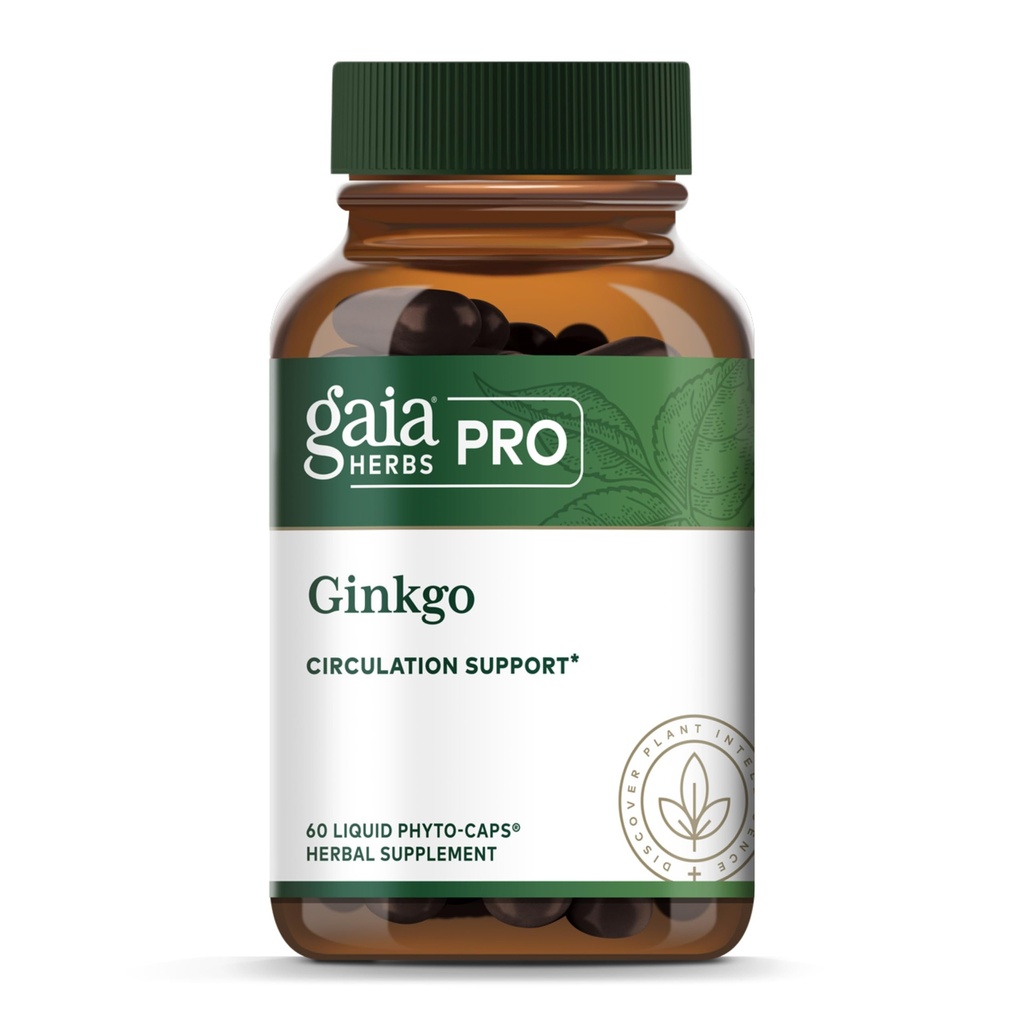 GAIA HERBS PRO Ginkgo - Darah Sehat & Fungsi Fungsi Pendukung Otak * - Dukungan Sirkuit Darah * dengan Ekstrak Ginkgo - 60 Caps Obat Liquid (30 Hamba)