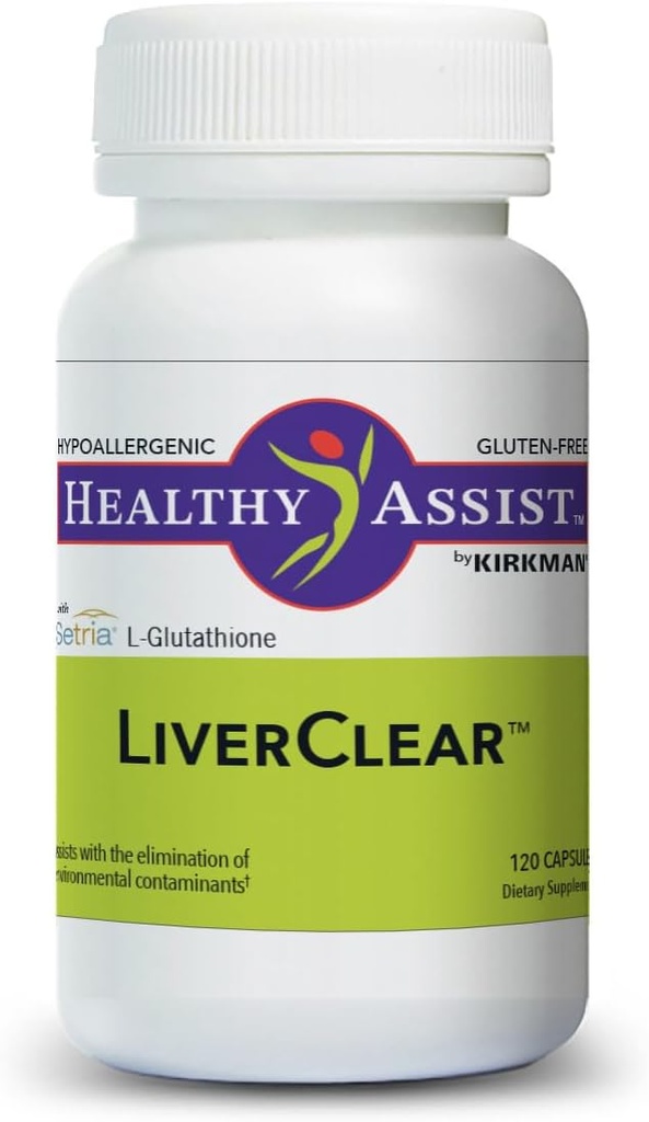 Kirkman LiverClear Suplement, 120 Kapsules, Body Cleanse dengan Vitamin C, E, Selenium, Taurine, Curcumin, Milk Thistle, Glutathione, NAC & Calcium untuk mendukung Pathways Membersihkan Alam Tubuh