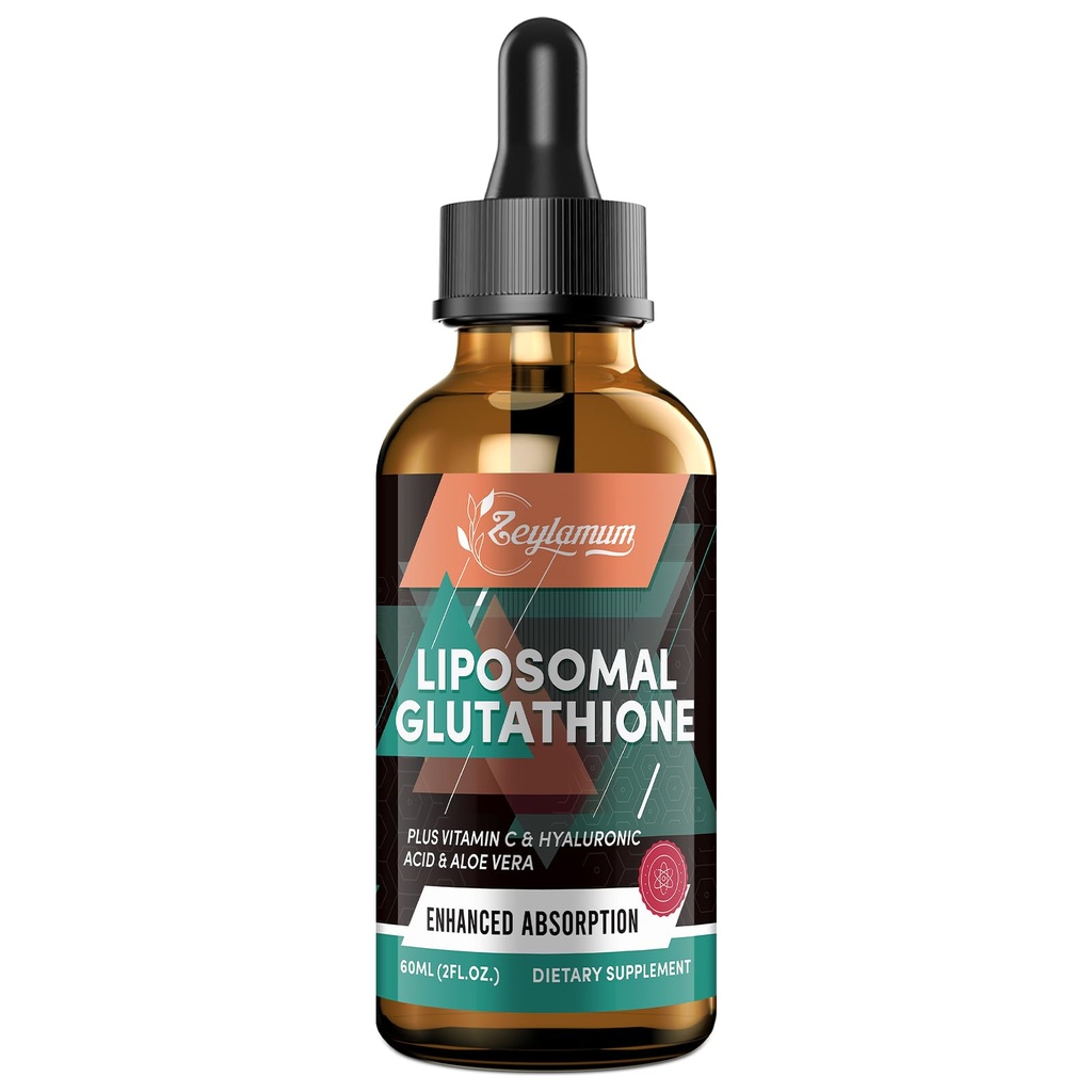 2000MG Lipomal Glutathione Liquid Drops, Ultra High Absorpsi, Detoksifikasi Alam, Imune System & Skin Suprot *, L- Glutathione, Vitamin C & Hyaluronic Acid, Capsules Alternatif, 2.02 OZ