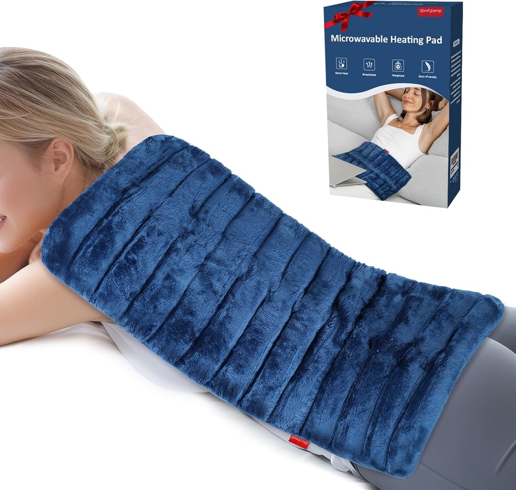 Comfytemter Extra Large Microwatable Heating Pad for Back Pain Relief, 12 "x23" 3.7 LB Moist Heat Pad for Neck Shoulder, Cramps, Fisik Therapy Mothers Day Gifts for Aches, Joints