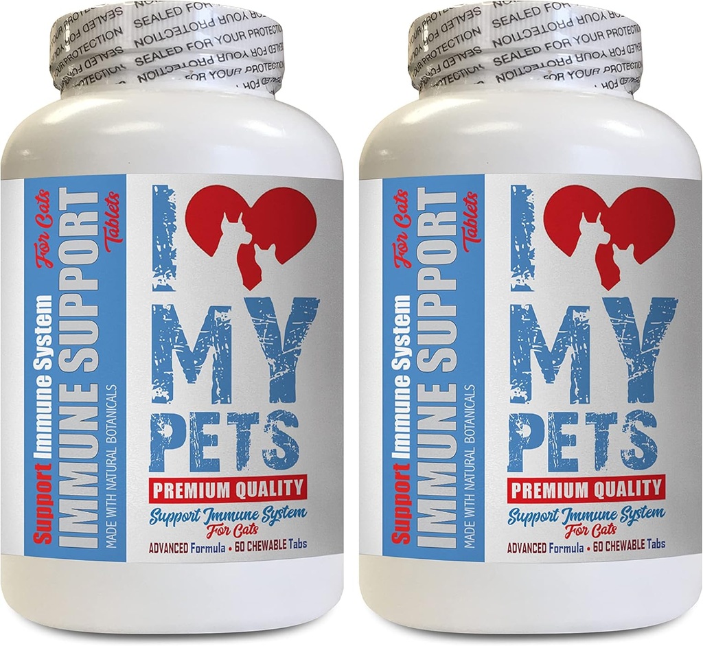 Saya SUKA MY PETS LLC cat Imune System Support - CAT Imune Support - Booster - Suplemen Kesehatan - Bantuan Alergi untuk Kucing - 120 Treats (2 Botol)