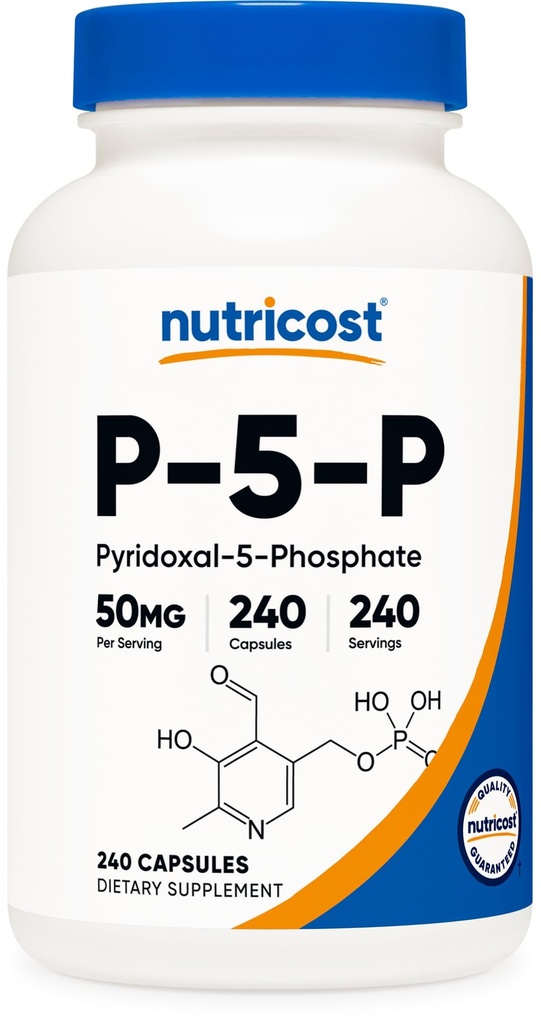 Nutricost P5P Vitamin B6 Suplement 50mg, 240 Capsules (Pyridoxal- 5- Fosfat) - Vegetarian Friendly, Non-GMO, Gluten Free