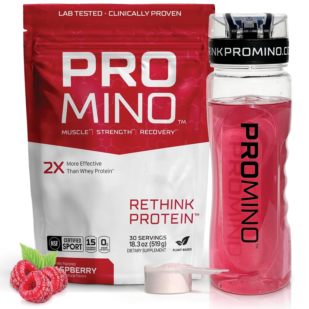 Promino ® Escent Amino Acid Muscle Drink - 2X More Effective Than Whey - NSF Disahkan untuk Sport - Sugar- Free Recovery Fuel - Raspberry, 30 Servings