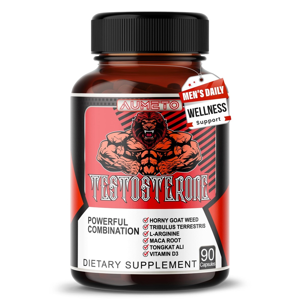 Vitalitas & Wellness Dukungan untuk Pria dengan Tribulus, Tongkat Ali, Maca Root, L- Arginine & Vitamin D3 - 90 Kapsul