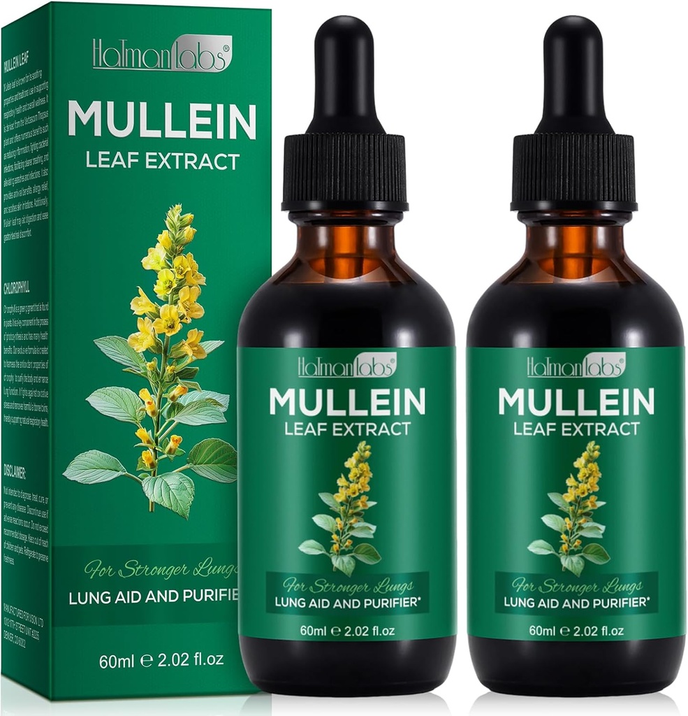 Mullein Leaf Extract Mullein Extract Leaf untuk Lungs Mullein Drops Mullein Leaf Lung Cleanse Suplemen 4.04 Fl.Oz