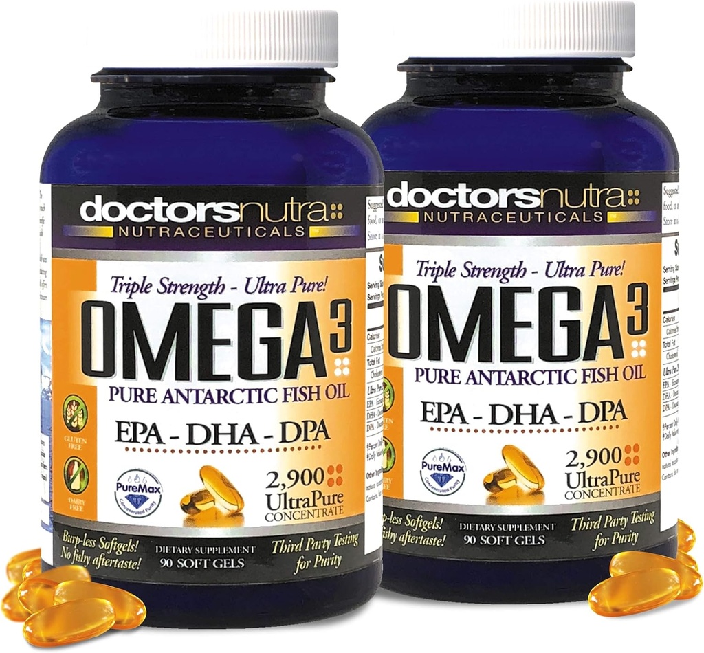 (Pack of 2) Wild Omega 3 Fish Oil DPA Suplemen 2.900 Miligram, EPA- DPA- DHA, SoftGels