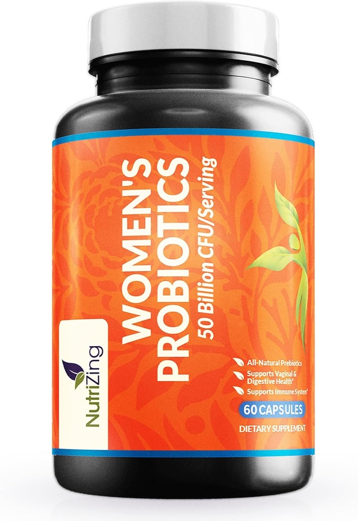 Probiotik NutriZing Women untuk Kesehatan Gut - 50 Milyar CFU - Pregities dan Progres untuk Kesehatan Digetical Wanita & pH Keseimbangan - Laccoillus Reuteri & Suplemen Rhamnous - Dukungan Vaginal