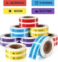 Stiker Pengolah Obat (Medicine Mediction Label Permanent Paper Label Morning Noon Eventime Stickers for Pill Case Planner 0.4 * 1.6inch (Setiap Design of 1000 Sheets)