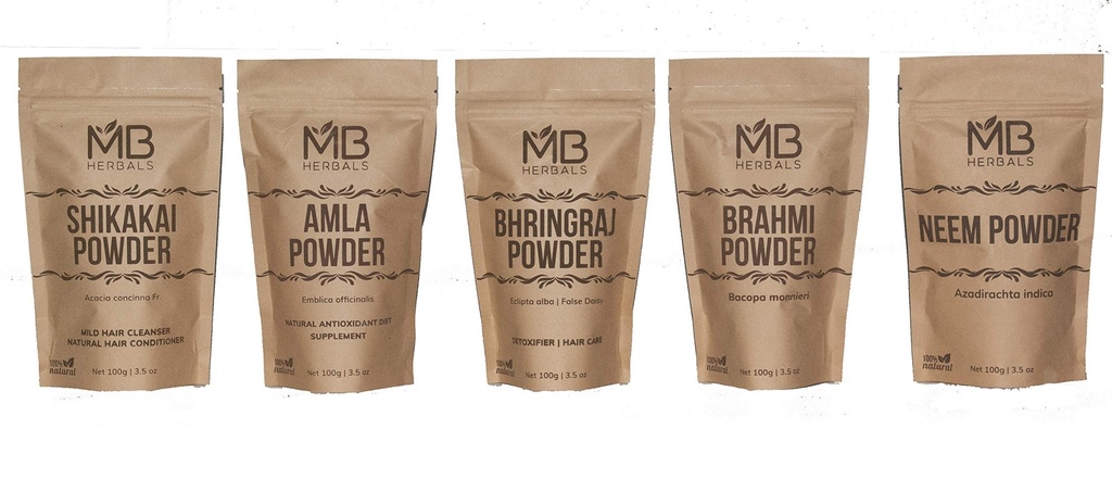 MB Herbals Care Powders COMbo Pack 124; Shikakai 124; Neem 124; Brahmi 14; Amla Alag 124; Bhringaraj 124; Powders 124; 100 Grams Each 124;