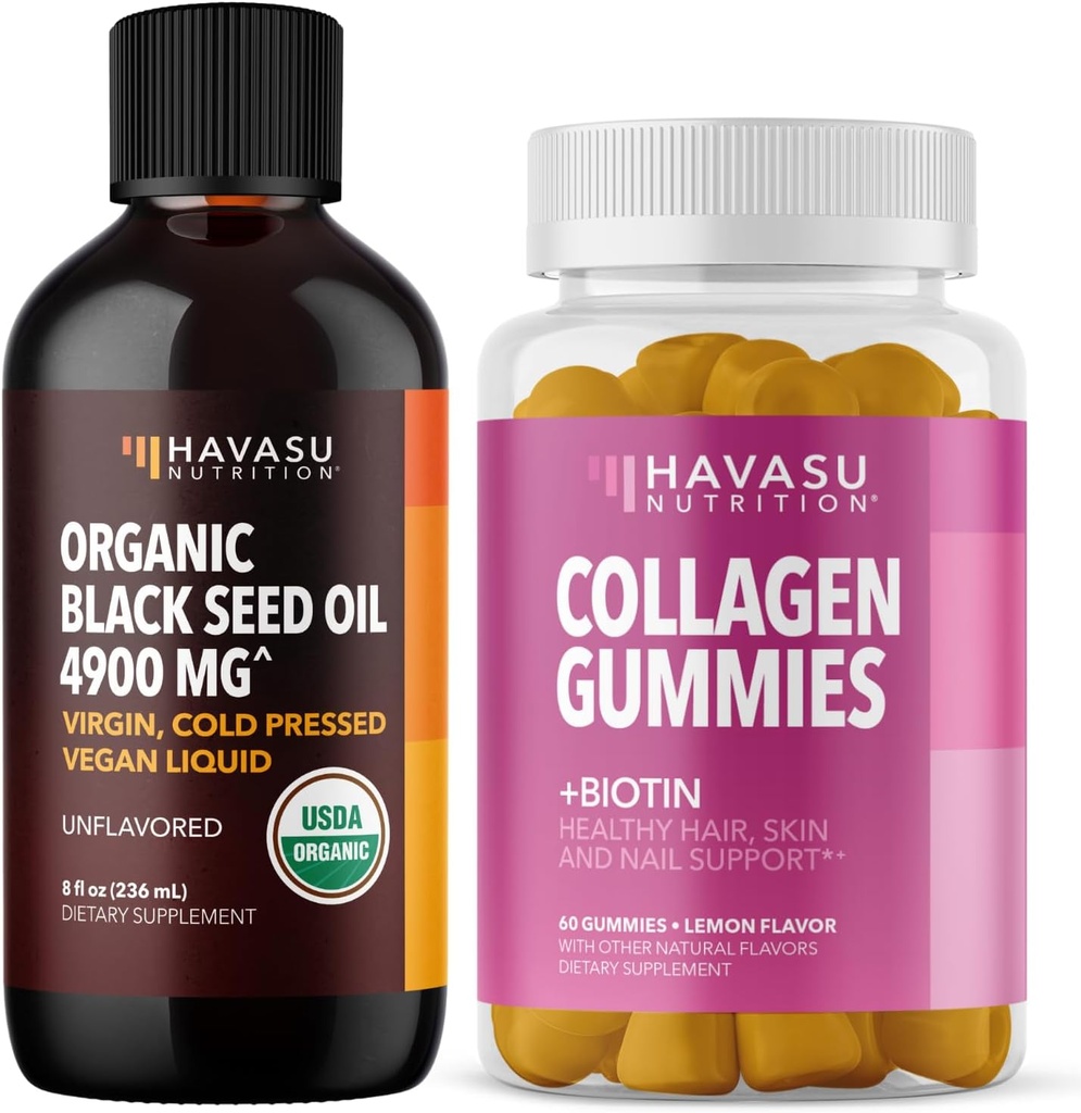 Cair minyak Benih Hitam + Kolagen Gummies Bundle