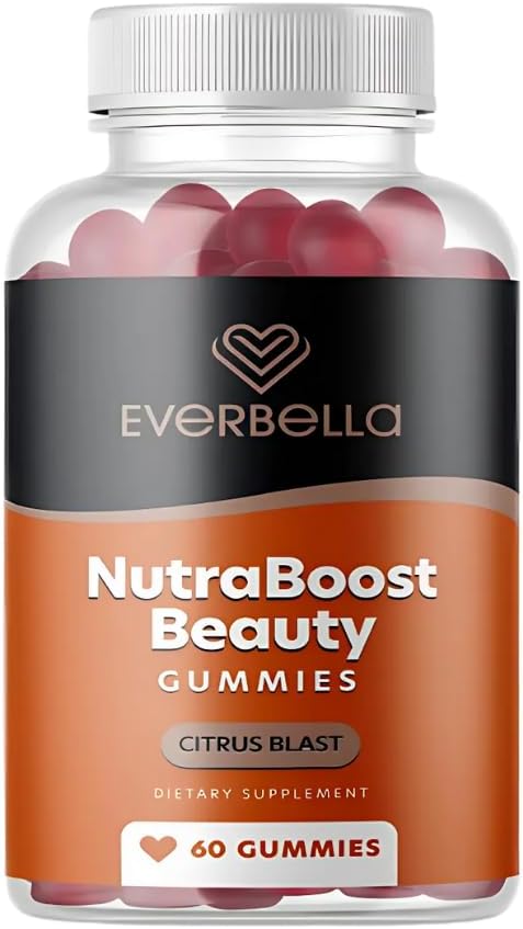 Nutraboost Beauty Gummies, Vegan Collagen Booster, Biotin, Skin Hair dan Nails, Vitamin A, C, Citrus Flavor, 30 Day Sugar- gratis