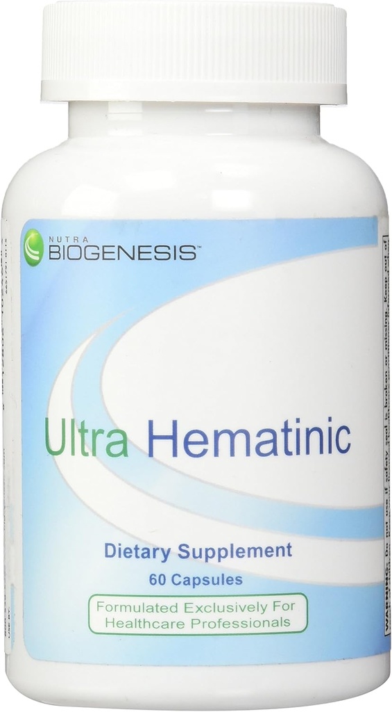 Nutra BioGenesis - Ultra Hemattery - Besi, B Vitamin dan Copper untuk Peledak Besi, RBC Dukungan dan Energi - 60 Kapsul