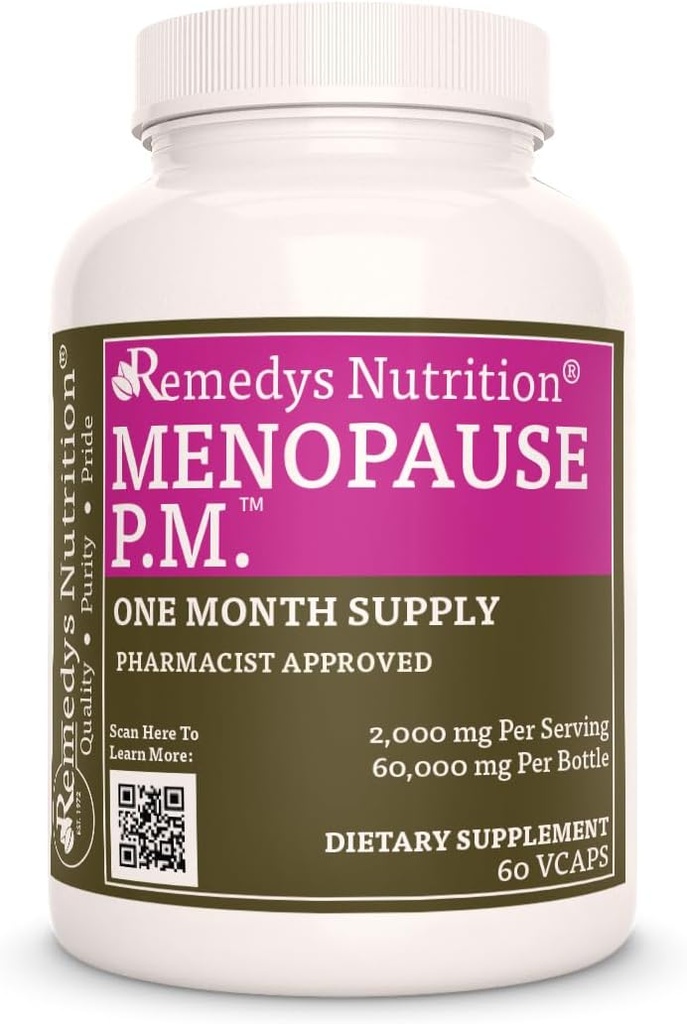 Remedy 's Nutrition Menopause P.M. 1.000 mg, 60 Vegan Kapsul Herbal Diet Supplemen Dua Bulan