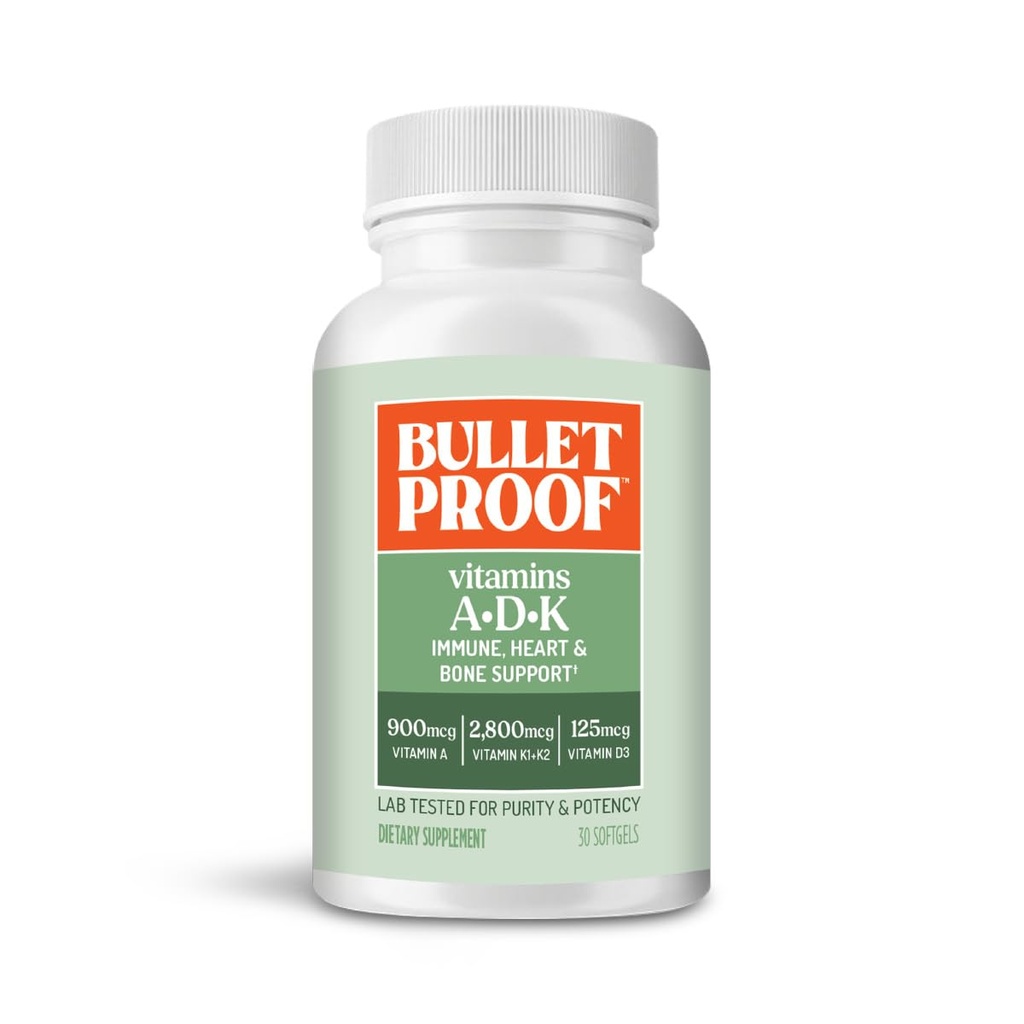 Bulletproof Vitamin AD-K Softgels, 30 Count, Suplemen untuk Jantung, Kesehatan Tulang dan Dukungan Imune